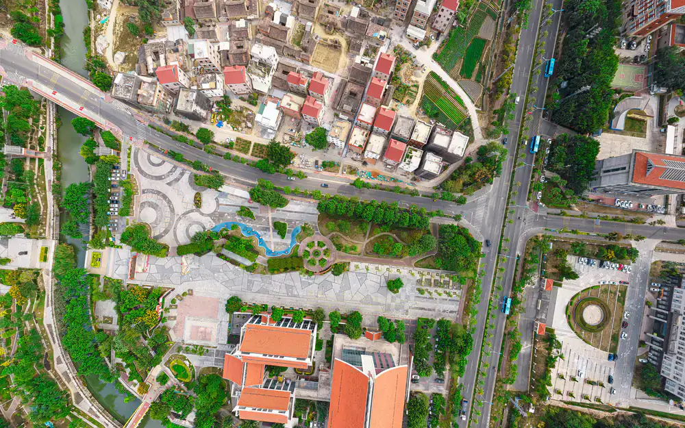 Urban city map aerial view used for the operation blockhead tournament