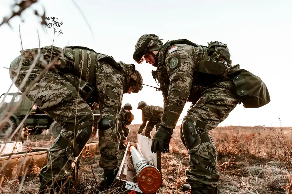 Squad discussing tactical deployment